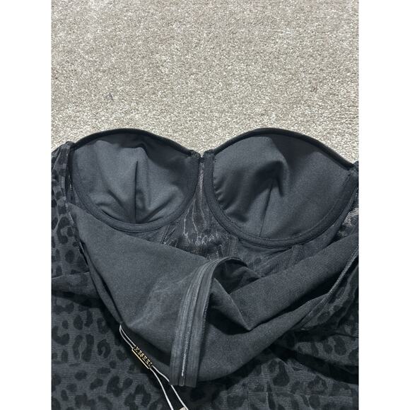 NEW Meshki black seara devore long sleeve corset top leopard mini dress size XL - Picture 10 of 10